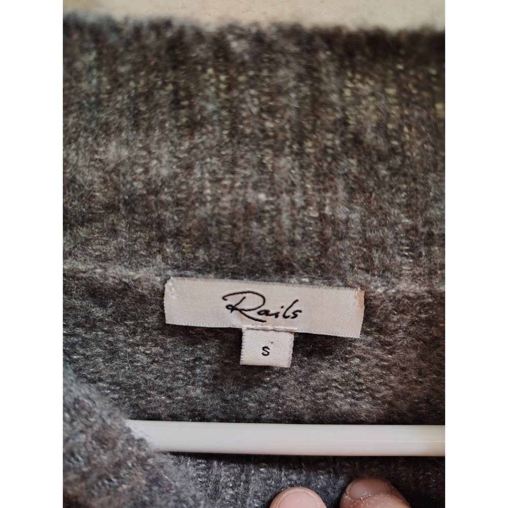 Rails Ellise Cashmere Wool Silk Striped Mock Neck Sweater Charcoal Midnight S - Picture 8 of 8